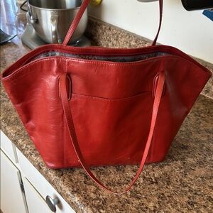 HOBO Red Leather Tote Bag